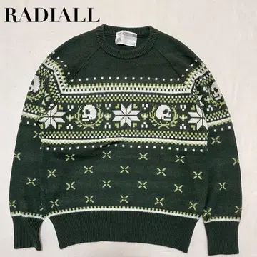 RADIALL 라디얼 아크릴 울 니트 스웨터 M 눈꽃 패턴 그린