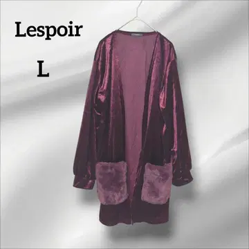 레스포 와인 레드 벨벳 노카라 자켓 겉옷 L