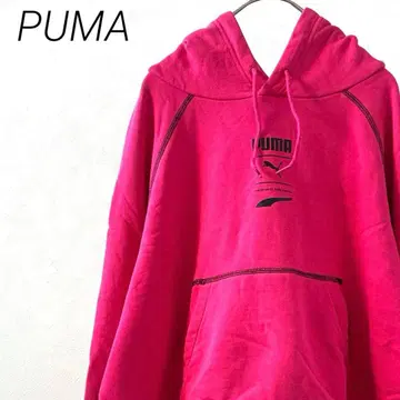 PUMA 후드티 후디 로고 프린트 포켓 부착 숏 기장 루즈핏