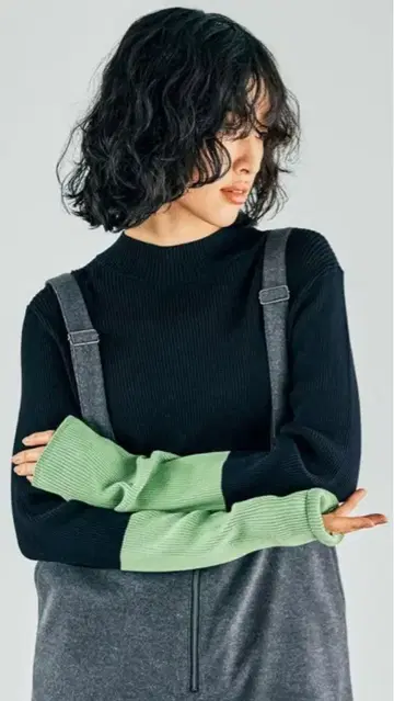 렙심 12게이지 배색 하이넥 풀오버