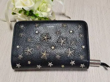 [JIMMY CHOO] 지미추 이단 접이식 지갑 블랙 주름 가죽