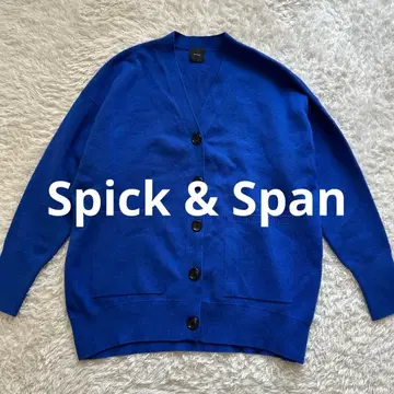새상품급 Spick & Span 더블 자카드 빅 가디건 울 혼방
