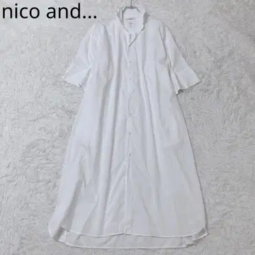 니코앤드 셔츠 원피스 롱 스탠드 카라 개더 화이트 M