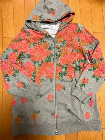 SUPER HAKKA 꽃무늬 후드 부착 후드티 브라운