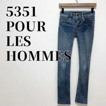 5351 풀옴므 스키니 데님 팬츠 스트레치 y2k 인디고 블루