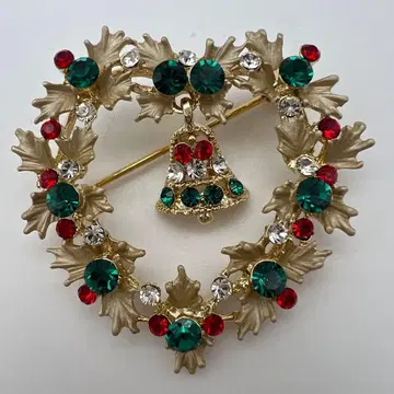 크리스마스 하트 모양 브로치 종 포함