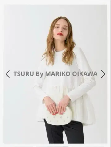 택 포함 새상품 츠루 바이 마리코 honey 프릴 긴팔 화이트 블라우스