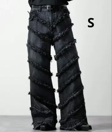 [ CLEL ] 하드 프린지 데님 팬츠