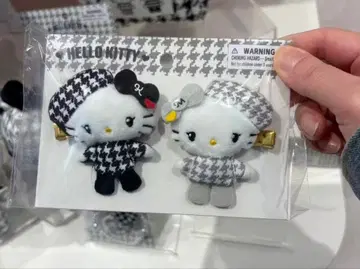 헬로키티 헤어 클립 세트 흑백 걸리시 쌍둥이 코디