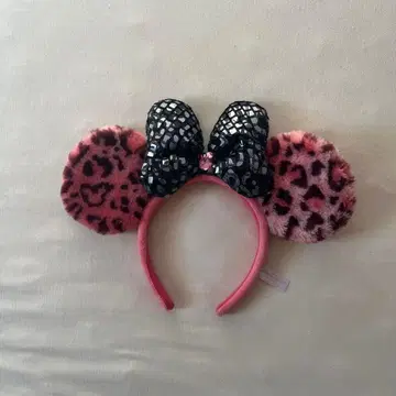 레오파드 무늬 귀 머리띠 리본 포함
