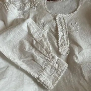 유로 빈티지 코튼 자수 셔츠