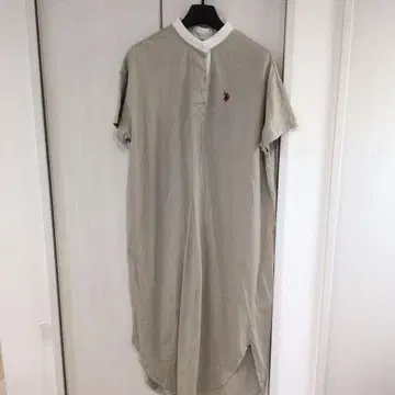 베이지 폴로 셔츠 스타일 롱 원피스