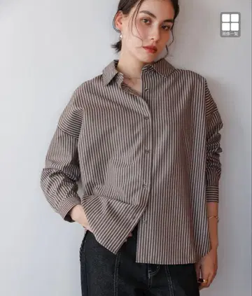 Bou Jeloud TC 백 개더 요크 블라우스 BROWN