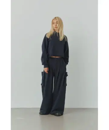 ALEXIA STAM 사이드 포켓 스웻 와이드 팬츠