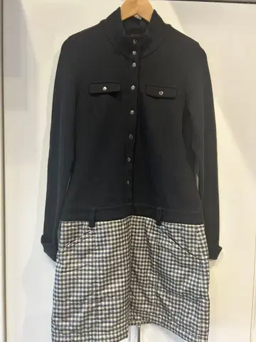 Munsingwear 블랙 체크 원피스