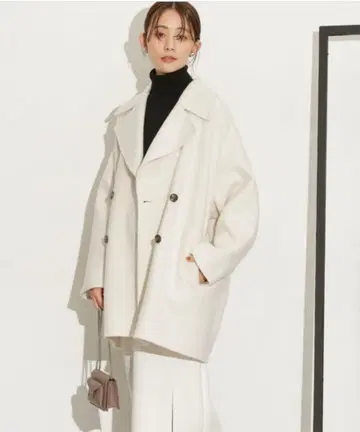 슈퍼 140 울 리버 미들 코트 화이트