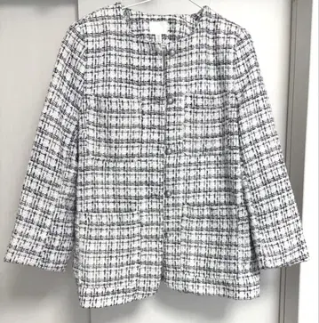 H&M 부클레 자켓 트위드 자켓 노카라