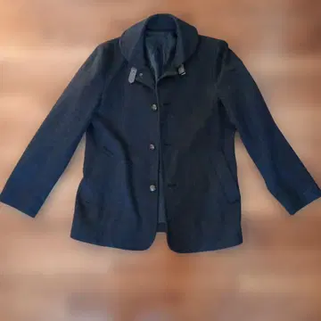 울 혼방 다크 그레이 버튼 자켓 커버올