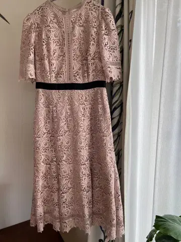 셀포드 믹스 플라워 레이스 원피스 롱 핑크