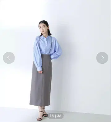 NATURAL BEAUTY BASIC 스트라이프 내로우 스커트