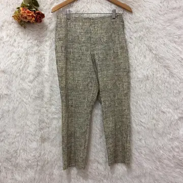 와코루 하이웨스트 테이퍼드 팬츠 [ L ] 일본제 앵클 기장 화이트 블랙