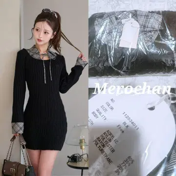 다리치 레이어드 니트 미니 원피스 프리 블랙