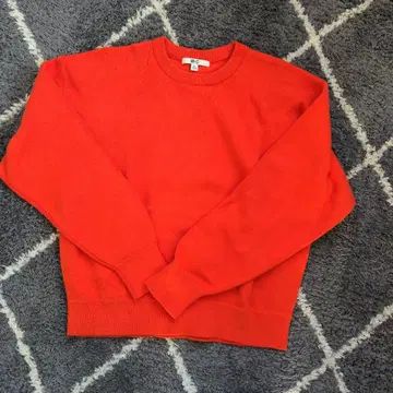 UNIQLO :C 스무스 코튼 크루넥 스웨터 오렌지 M