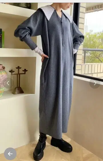 로리즈팜 그레이 니트 롱 원피스