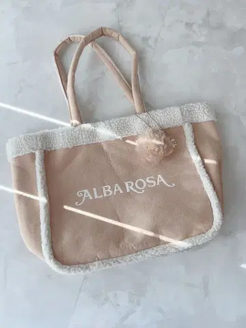 레어 갸루 브랜드 ALBAROSA 베이지 무스탕 토트백
