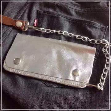가죽 체인 지갑 US 한정판 핸드메이드 COINZIP 실버 1점