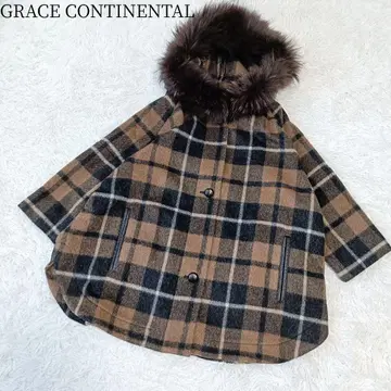 [ 그레이스 콘티넨탈 ] 샤기 체크 숏코트 모헤어 울