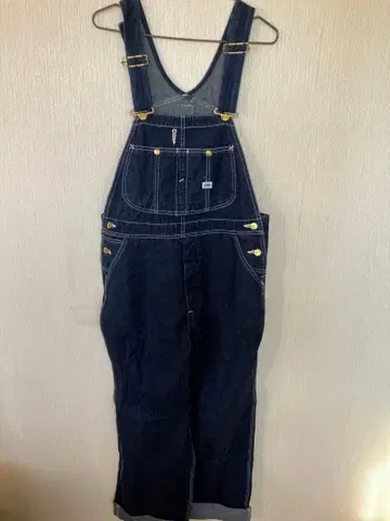 리 블루 데님 오버롤 골드