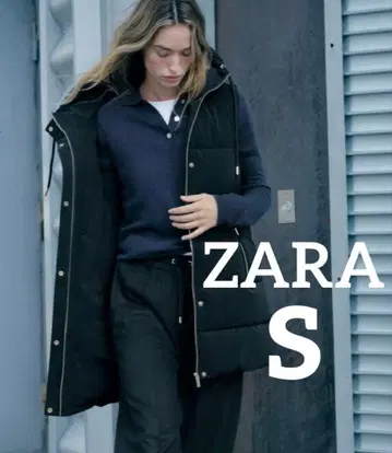 [ ZARA ] 후드 부착 롱 다운 베스트 다운 자켓 S 미사용