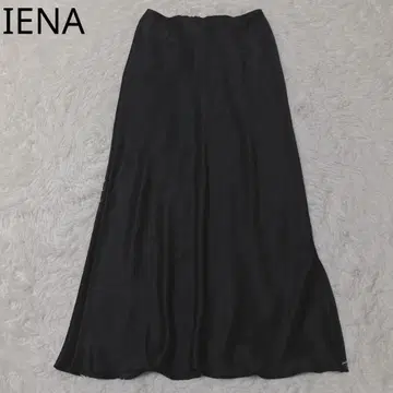 이에나 롱 스커트 새틴 슬릿 페미닌 캐주얼 블랙 36