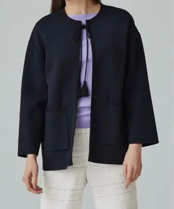 Ballsey 아세테이트 나일론 밀라노 리브 크루넥 가디건 S