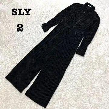 슬라이 올인원 점프 수트 벨로아 스트라이프 블랙 와이드 M