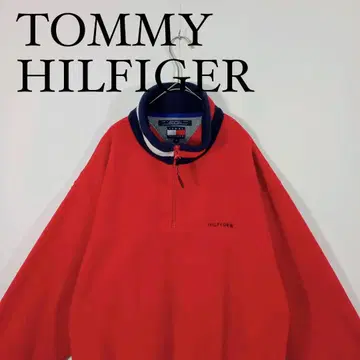 TOMMY HILFIGER 레드 플리스 자켓 하프 지퍼 L