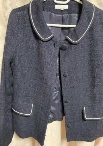 네이비 노카라 자켓