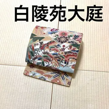 하쿠료엔 오니와 후쿠로 오비 부채 문양 대나무 잎