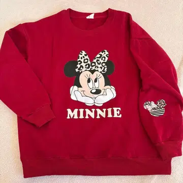 디즈니 미니 프린트 레드 맨투맨 L