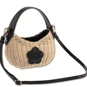 MARY QUANT 라탄 데이지 패치 2WAY 숄더 블랙