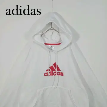 adidas 화이트 후드티 풀오버 로고 프린트 XXL