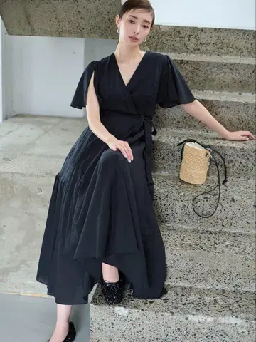 FRAY I.D 카슈쿨 플레어 코튼 보일 롱 원피스 M