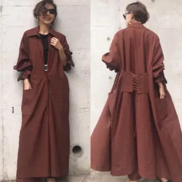 AMERI 트렌치코트 백 레이스업 오버코트