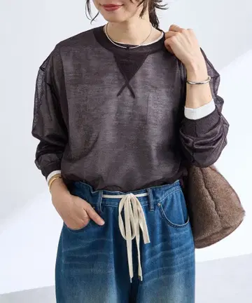 새상품 버건디 RIVE DROITE 오버 숄더 시어 니트