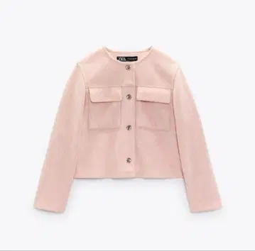 ZARA 핑크 노카라 자켓 버튼 포함