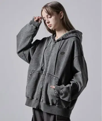 CLEL 집업 후드티 차콜 그레이 M