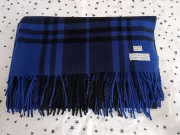 Joshua Ellis 캐시미어 스톨 파랑 블랙 체크