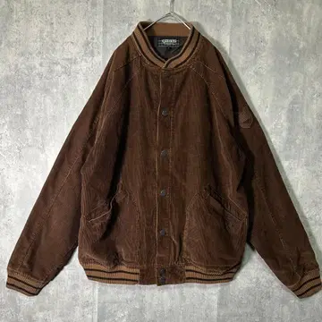 코듀로이 백 자수 블루종 다크 브라운 코튼 루즈핏