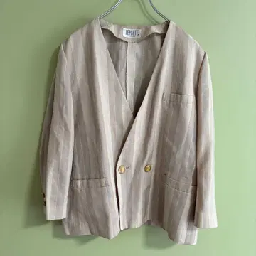LEPORTE. 테일러드 자켓 세련된 베이지 스트라이프 M